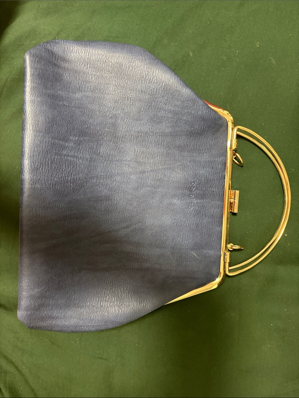 Classic Navy Leather Top-Handle Bag with Gold Hardware